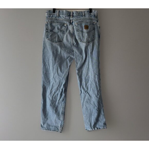Vtg Carhartt Denim Jeans Mens MEASURES APPROX  32X28.5 Made USA Gorp Work - Picture 12 of 16